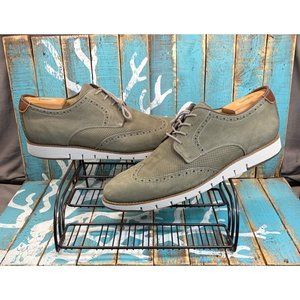 Johnston & Murphy Martell Perforated Wingtip Gray Tumble Nubuck Sz 13M